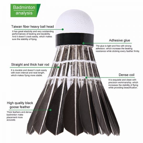 Durable Black Goose Blade Feather Shuttlecock - Image 6