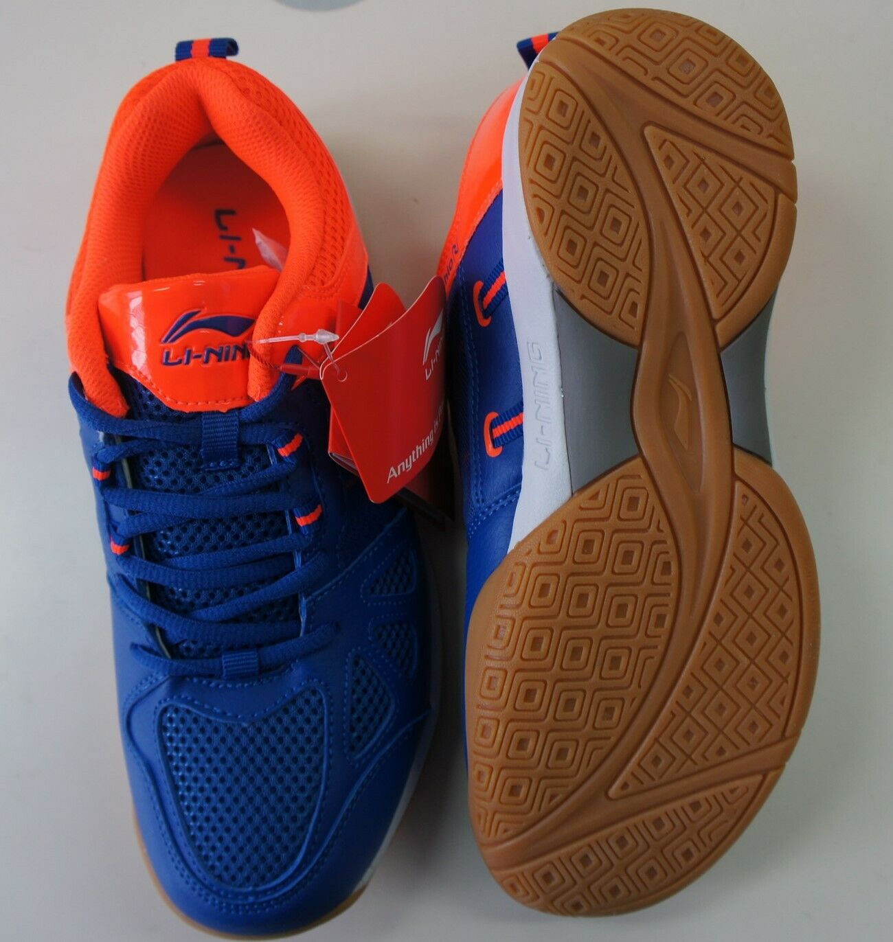 Li Ning Junior Shoes Icon-G3 Blue/Orange, AYTN067-2 - Badminton Store