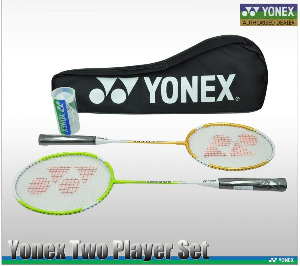 Yonex 2 Player Badminton Combo Set: 2 Racquets,  2 Shuttlecocks + Bag