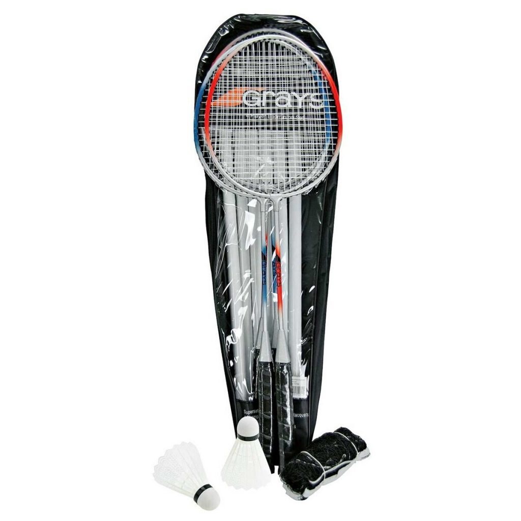 Grays 4 Player Badminton Combo Set 4 Racquets, Bag, Net, Poles