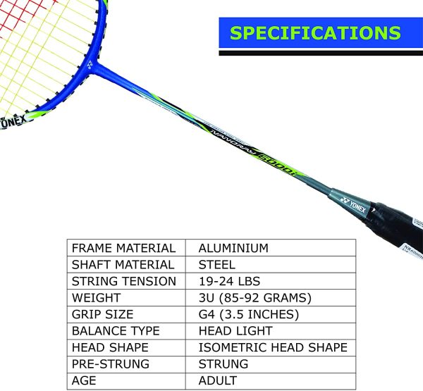 Yonex Nanoray 6000i  NR6000i 3UG4 Strung Blue - Image 2